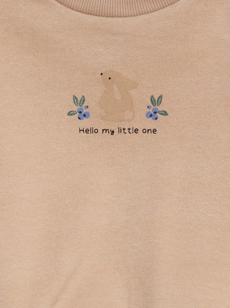 Completo jogging in tessuto felpato - felpa + pantaloni - 2 pezzi BEIGE - Kiabi