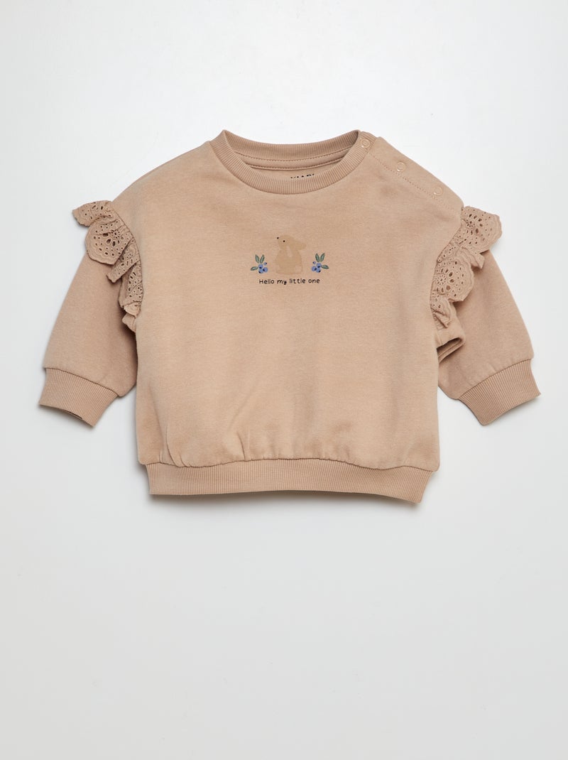 Completo jogging in tessuto felpato - felpa + pantaloni - 2 pezzi BEIGE - Kiabi