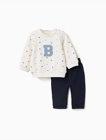 Completo jogging spazzolato con ricamo bouclé
