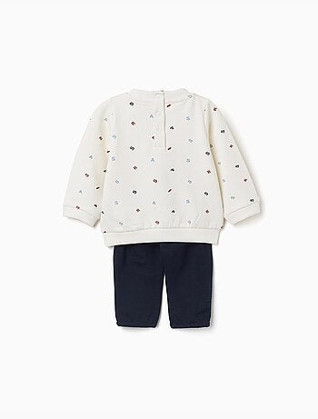 Completo jogging spazzolato con ricamo bouclé