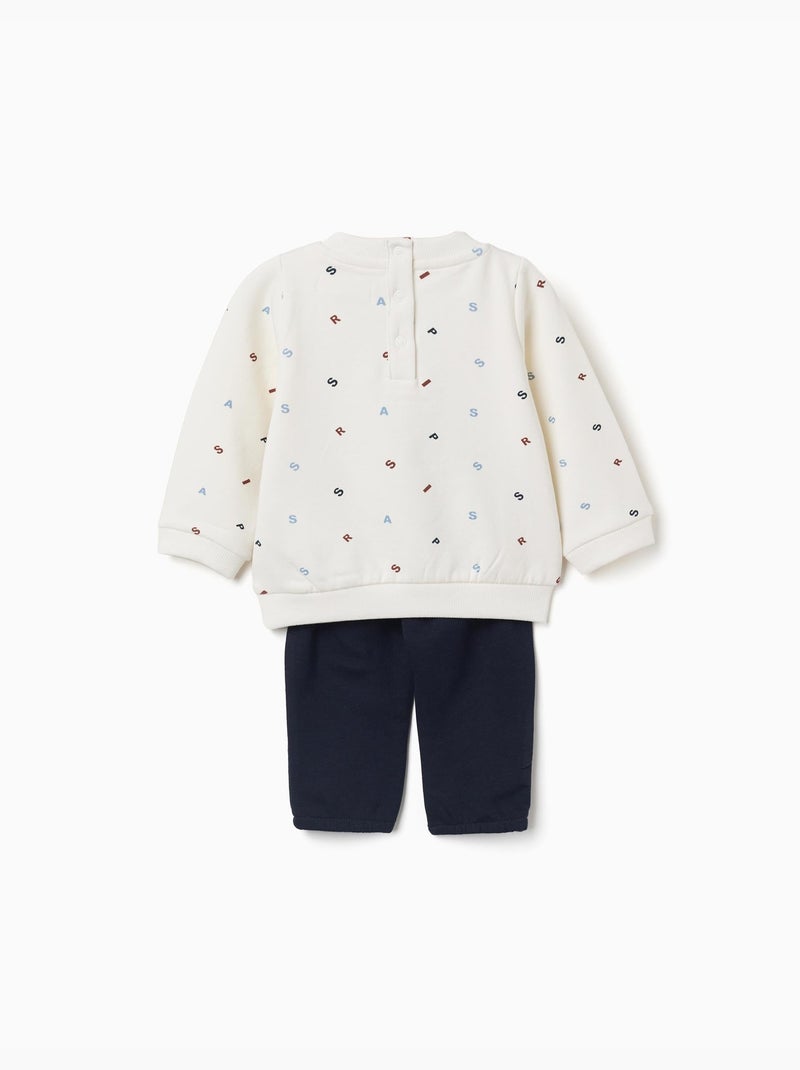 Completo jogging spazzolato con ricamo bouclé Bianco - Kiabi