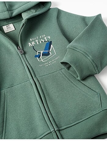 Completo jogging spazzolato con stampa artistica