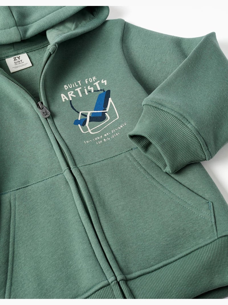 Completo jogging spazzolato con stampa artistica Verde scuro - Kiabi