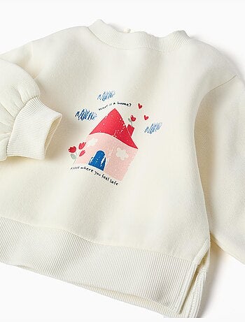 Completo jogging spazzolato con stampa casa