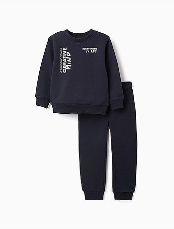 Completo jogging spazzolato con stampa creativa