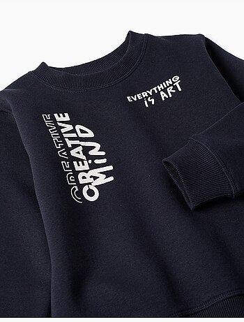 Completo jogging spazzolato con stampa creativa
