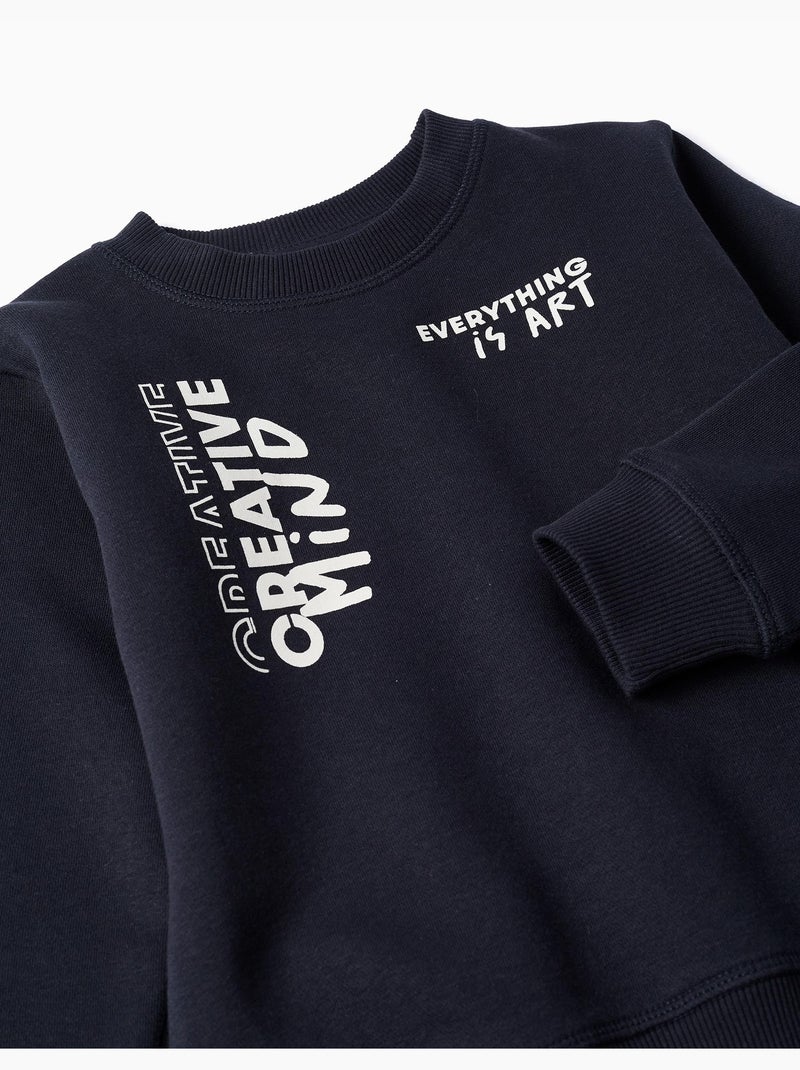 Completo jogging spazzolato con stampa creativa Blu scuro - Kiabi