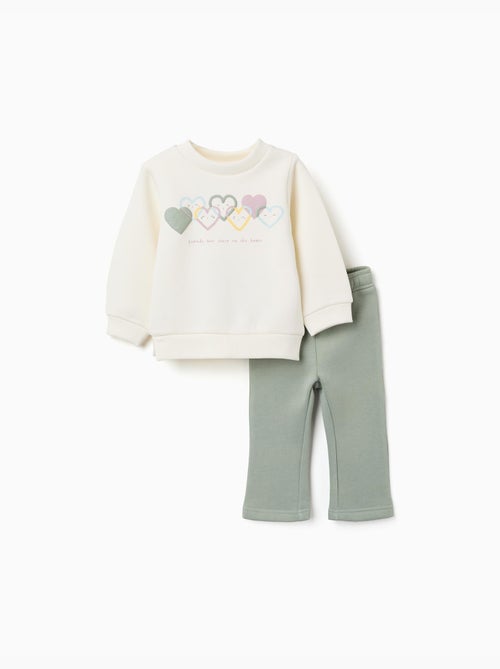 Completo jogging spazzolato con stampa cuore - Kiabi Completo jogging spazzolato con stampa cuore - Kiabi