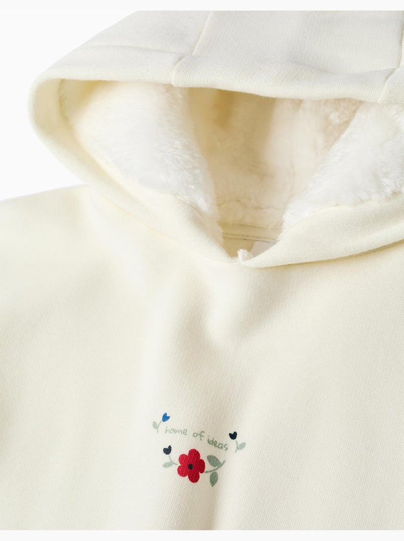 Completo jogging spazzolato con stampa floreale Bianco - Kiabi