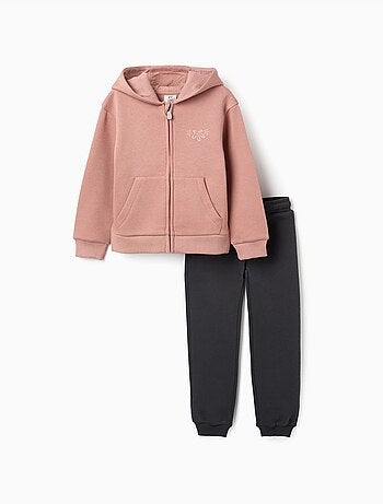 Completo jogging spazzolato con stampa floreale
