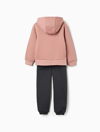 Completo jogging spazzolato con stampa floreale