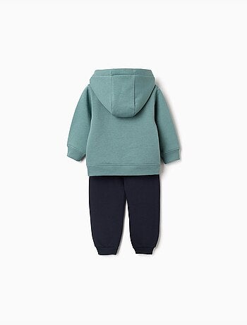 Completo jogging spazzolato con stampa