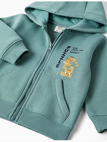 Completo jogging spazzolato con stampa