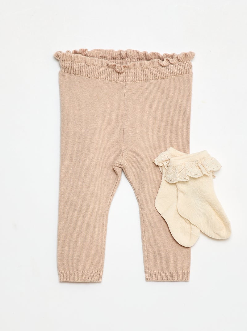 Completo Legging fantasia + calzino in pizzo Beige - Kiabi
