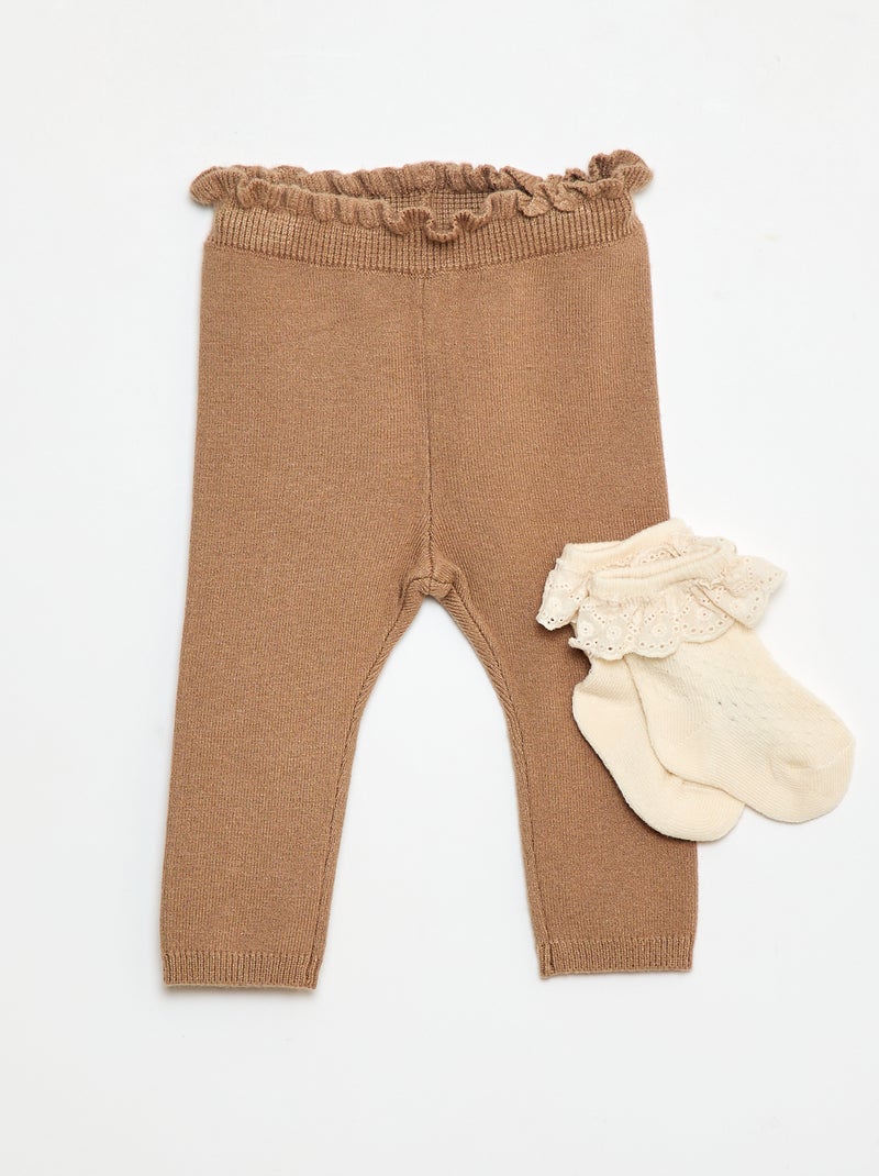 Completo Legging fantasia + calzino in pizzo Marrone - Kiabi