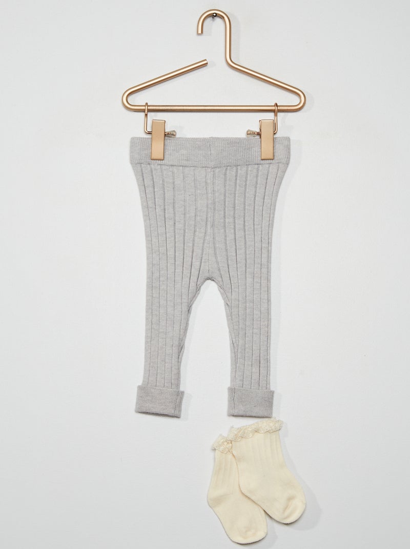 Completo leggings a coste + calzini GRIGIO - Kiabi