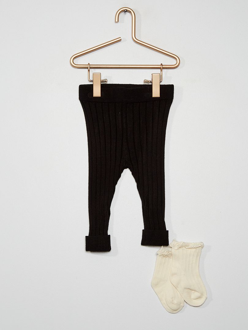 Completo leggings a coste + calzini Nero - Kiabi