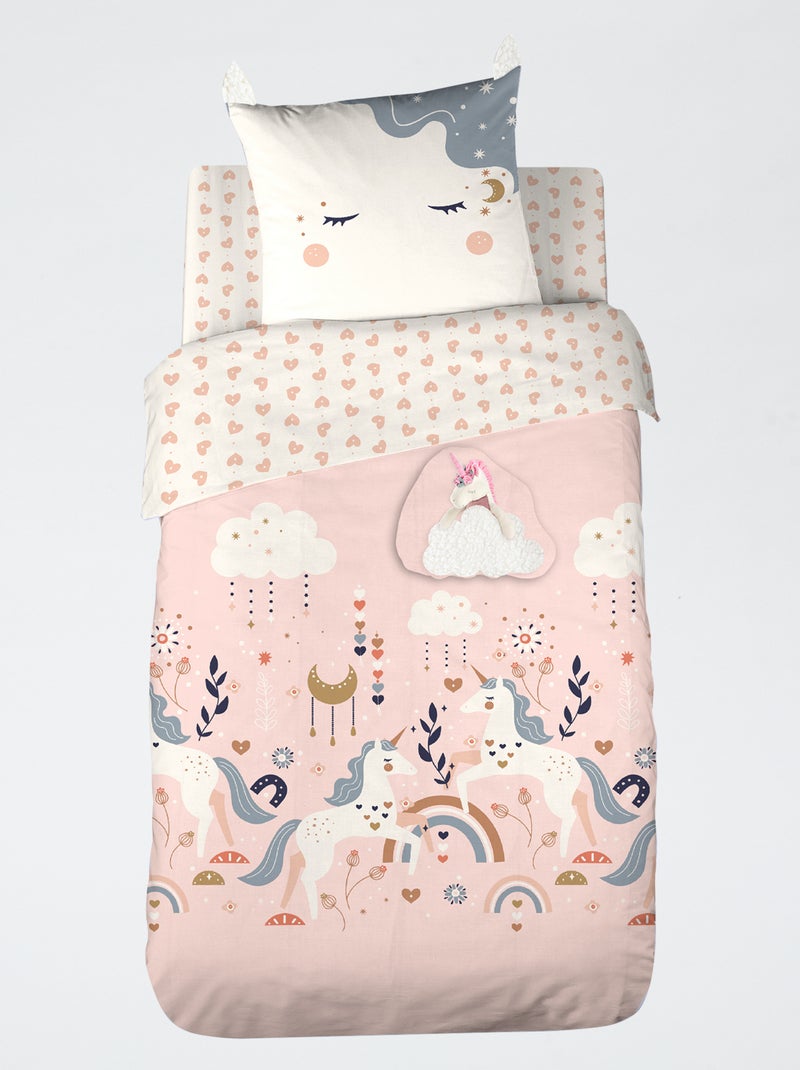 Completo lenzuola 1 persona 2 pezzi: copripiumino + federa Rosa - Kiabi