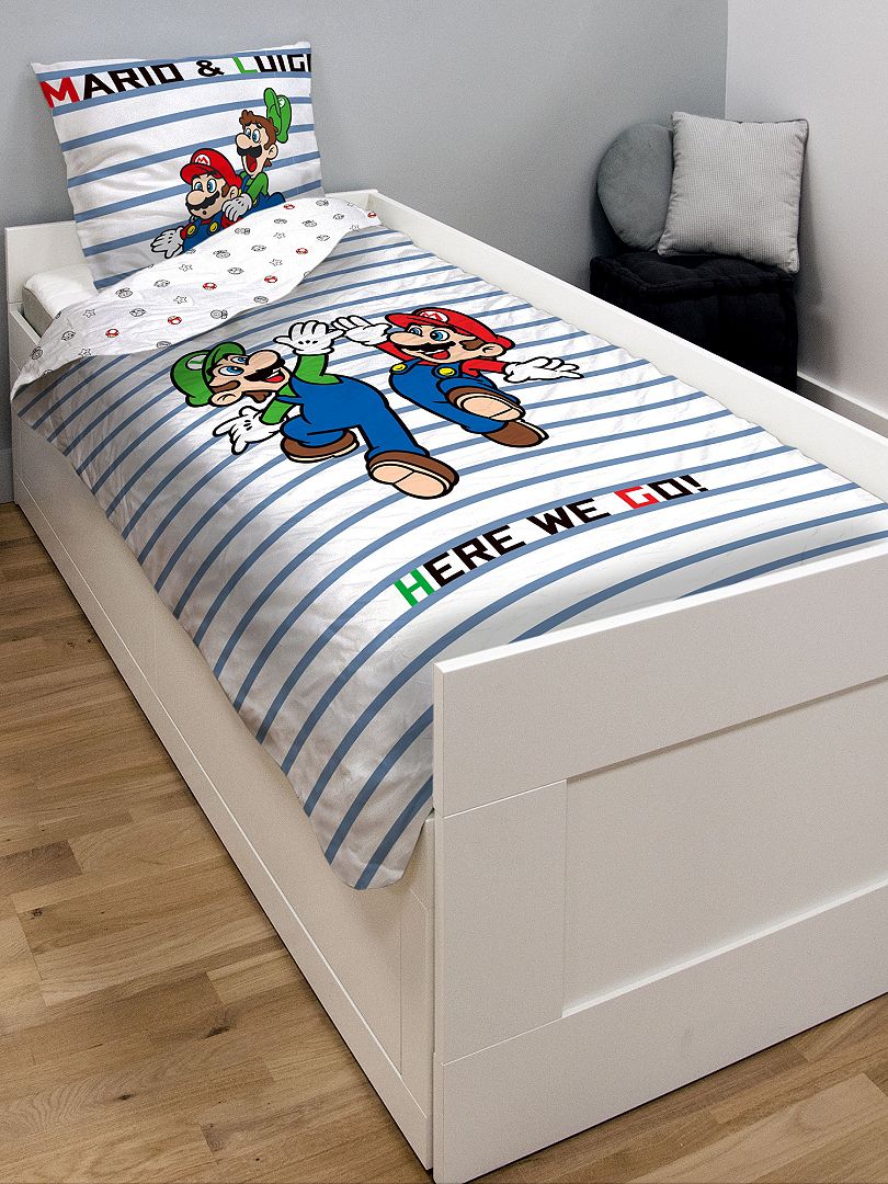 Completo letto 1 piazza 'Mario e Luigi' bianco - Kiabi