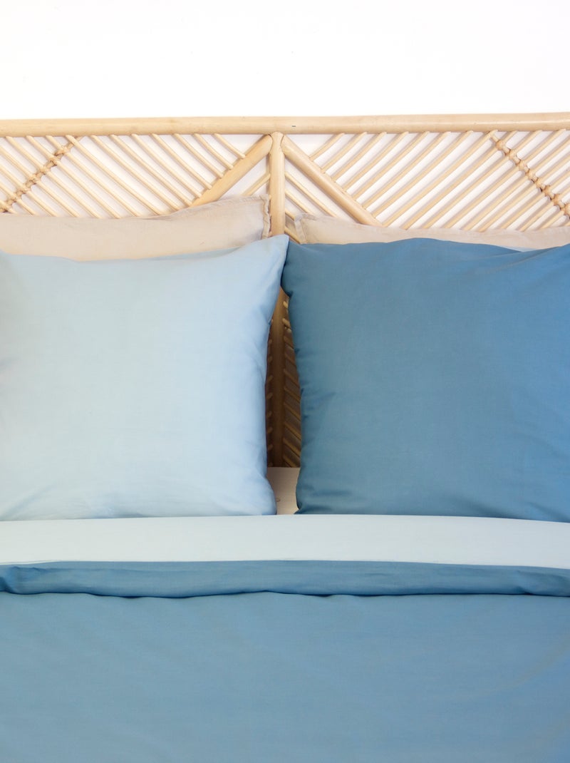 Completo letto + 2 federe in cotone tinta unita 240x220 - 260x240 Blu - Kiabi