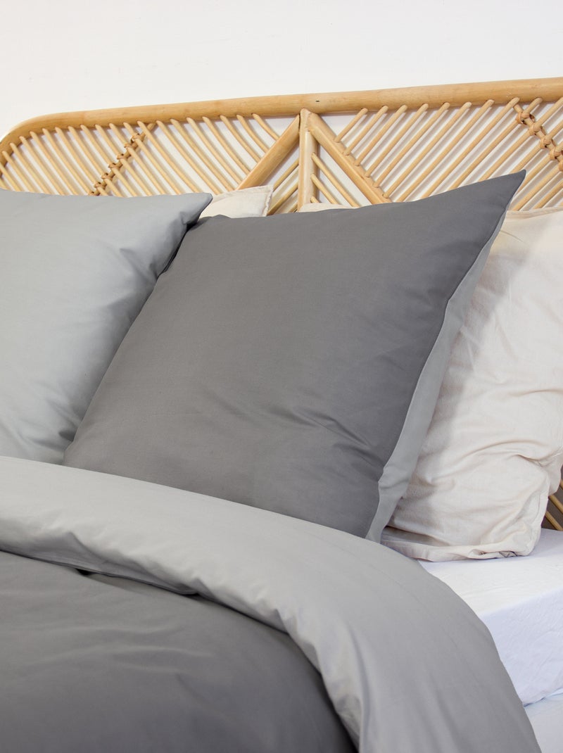 Completo letto + 2 federe in cotone tinta unita 240x220 - 260x240 Grigio - Kiabi
