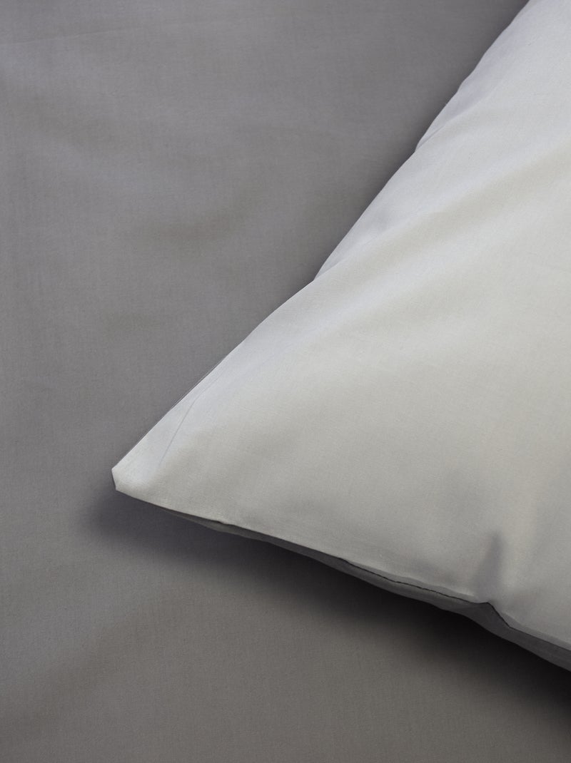Completo letto + 2 federe in cotone tinta unita 240x220 - 260x240 Grigio - Kiabi