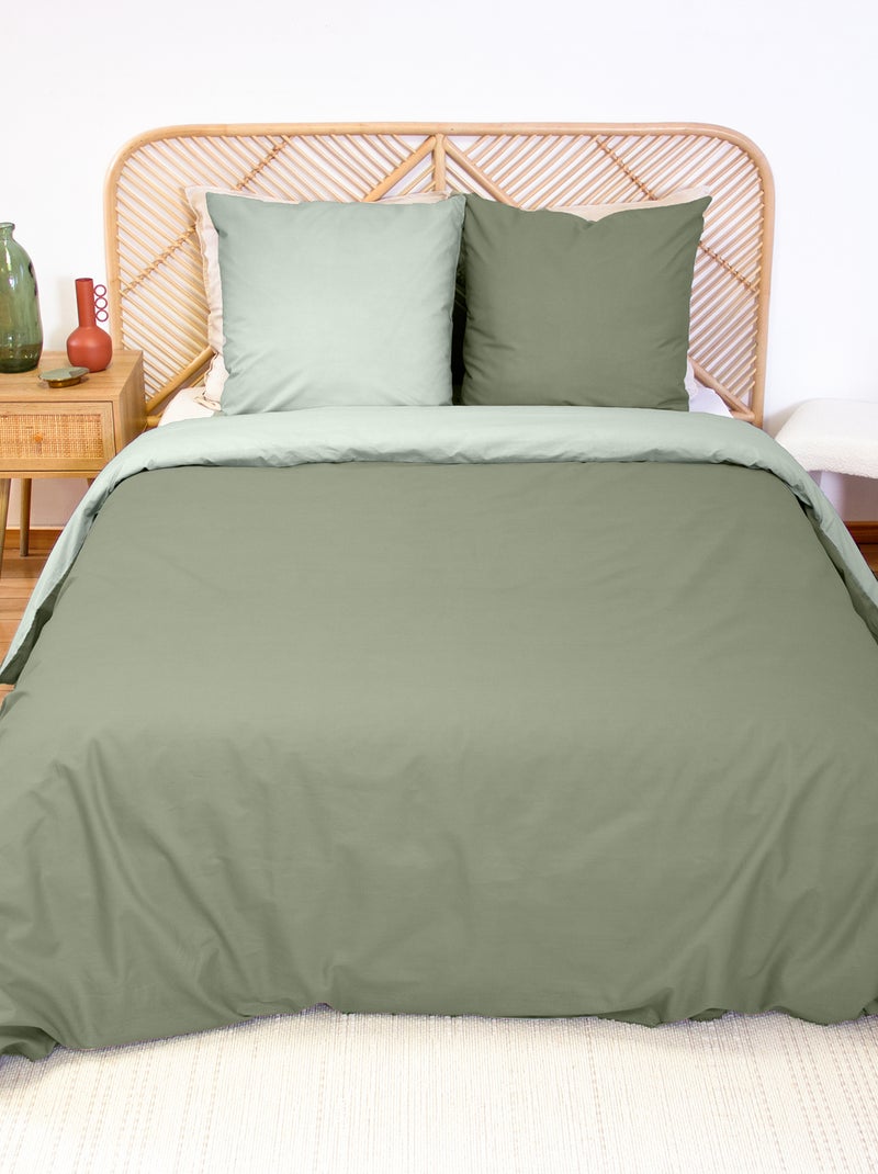 Completo letto + 2 federe in cotone tinta unita 240x220 - 260x240 Verde - Kiabi