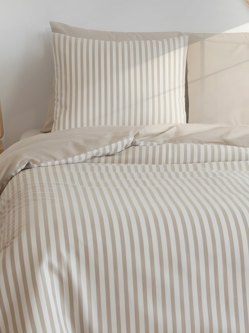 Completo letto 2 persone (240 x 220 cm o 260 x 240 cm) - 1 copripiumino + 2 federe Beige - Kiabi