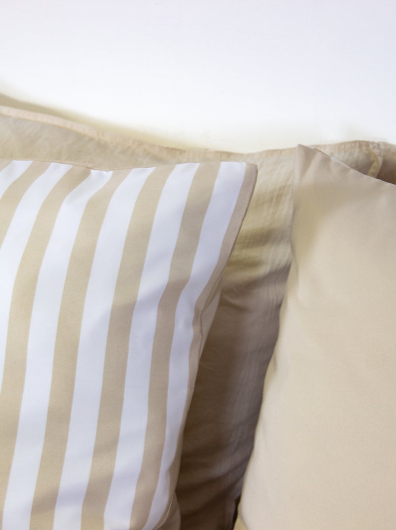 Completo letto 2 persone (240 x 220 cm o 260 x 240 cm) - 1 copripiumino + 2 federe Beige - Kiabi