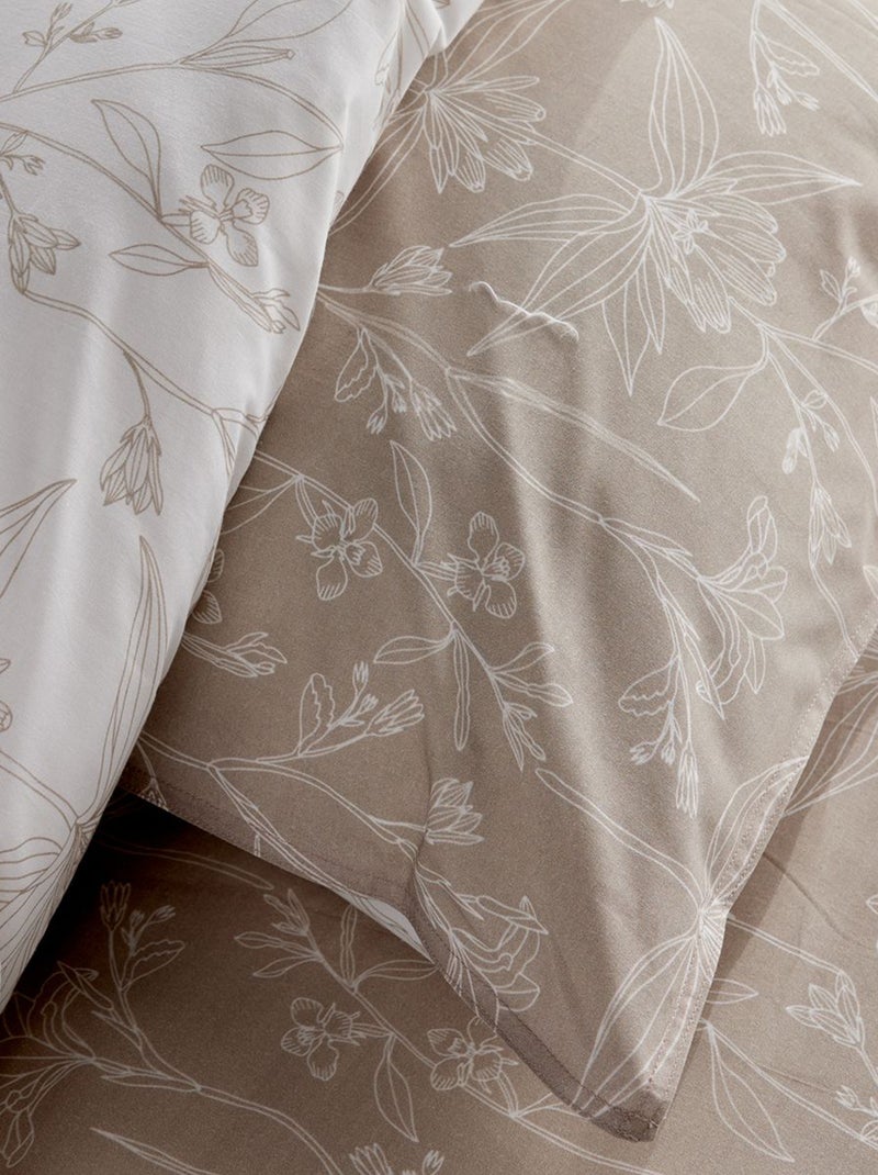 Completo letto 2 persone 3 pezzi - 1 copripiumino + 2 federe Beige - Kiabi