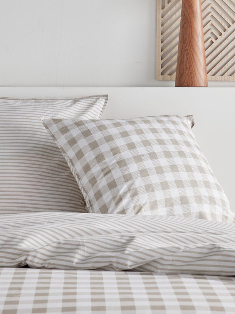 Completo letto 2 persone 3 pezzi - 1 copripiumino + 2 federe Beige - Kiabi