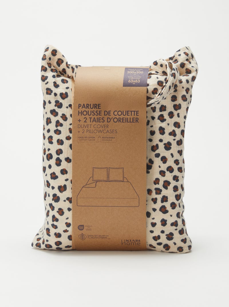 Completo letto 2 piazze (200x200 cm) in garza di cotone - Kiabi Home Beige - Kiabi