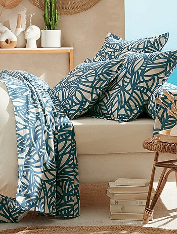 Completo letto 3 pezzi cotone vegetale geometrico copripiumino + federe