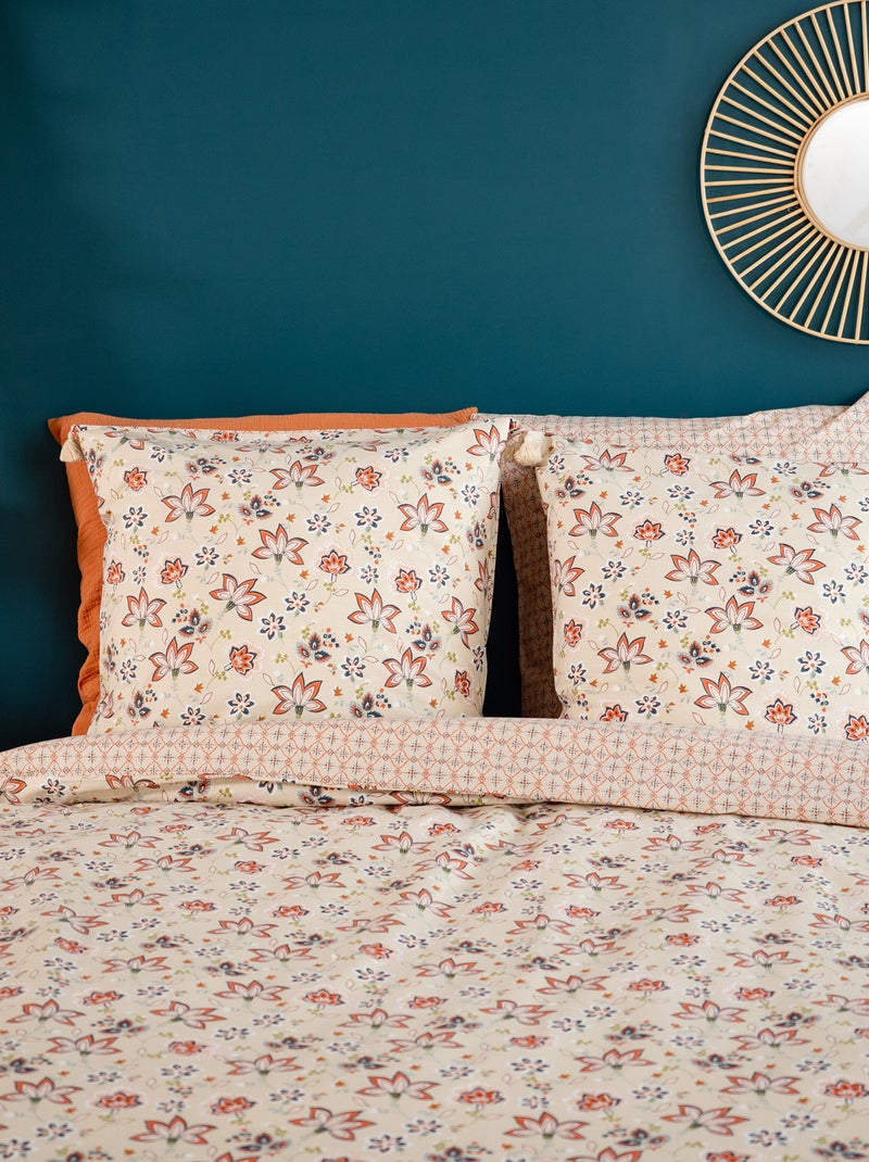 Completo letto 3 pezzi per 2 persone - Copripiumino + 2 federe Beige - Kiabi