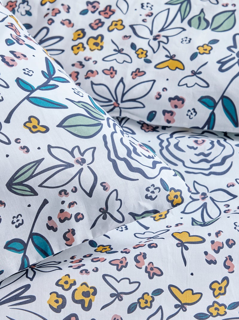 Completo letto a fiori - 2 piazze BLU - Kiabi
