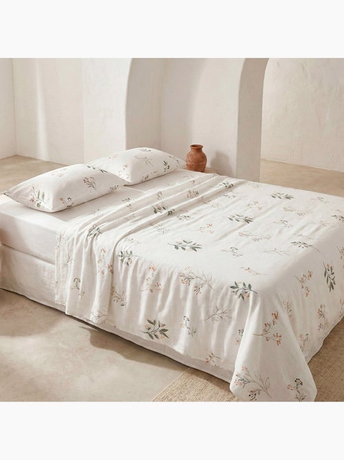Completo letto a motivo floreale, 100% cotone. - Kiabi