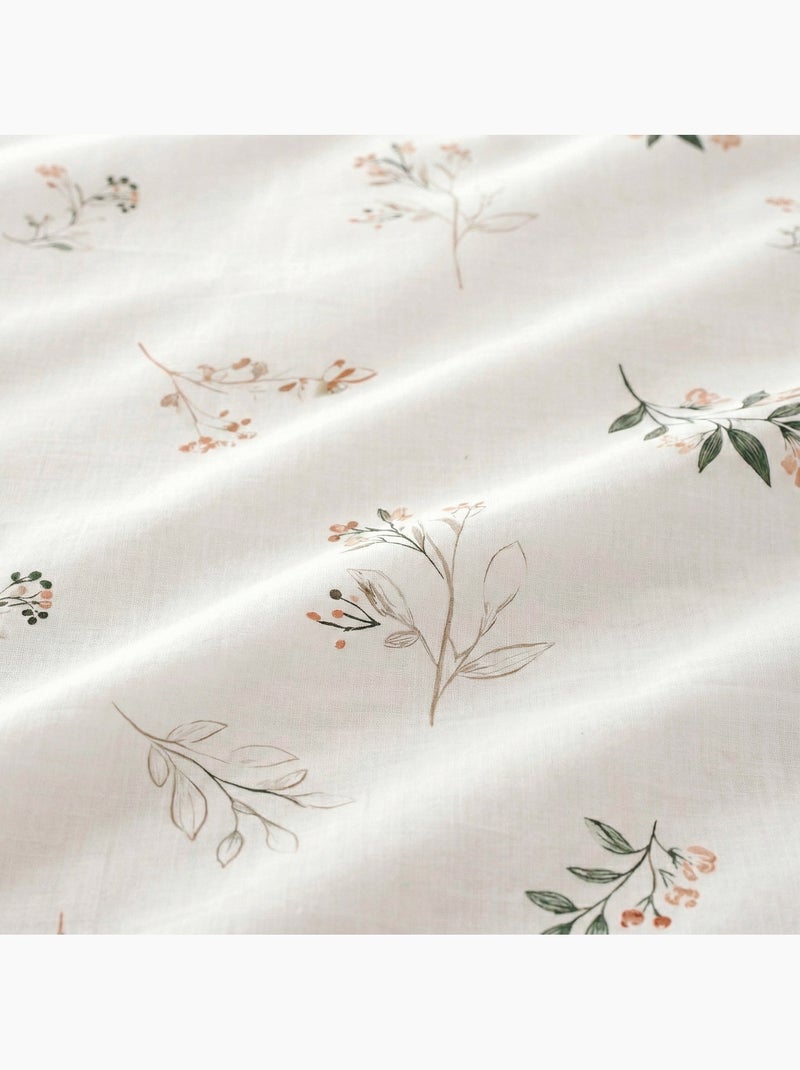 Completo letto a motivo floreale, 100% cotone. Bianco Verde - Kiabi