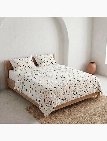 Completo letto a pois, 100% cotone.