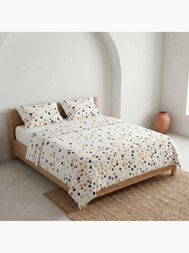 Completo letto a pois, 100% cotone. Bianco Multicolore - Kiabi