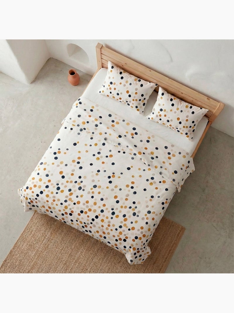 Completo letto a pois, 100% cotone. Bianco Multicolore - Kiabi