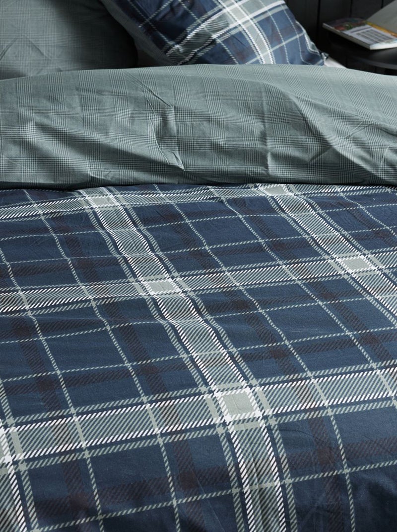 Completo letto a quadri! - 2 piazze BLU - Kiabi