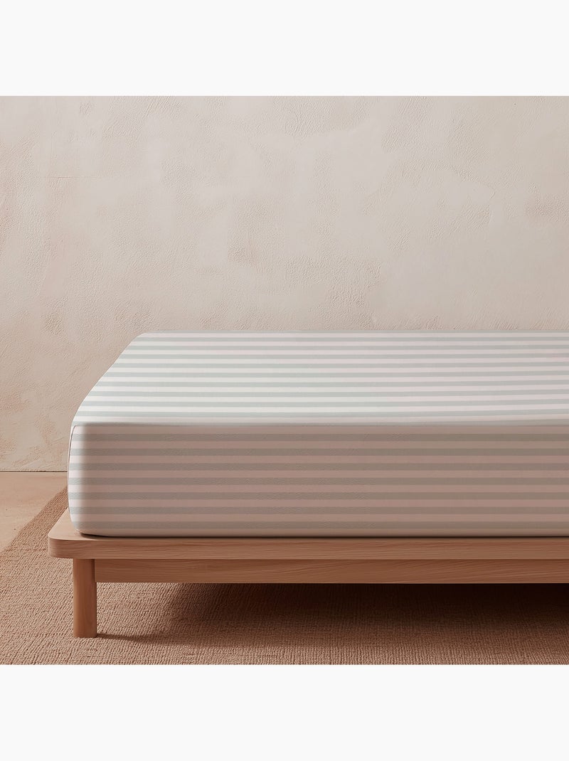 Completo letto a righe, 100% cotone. Beige - Kiabi