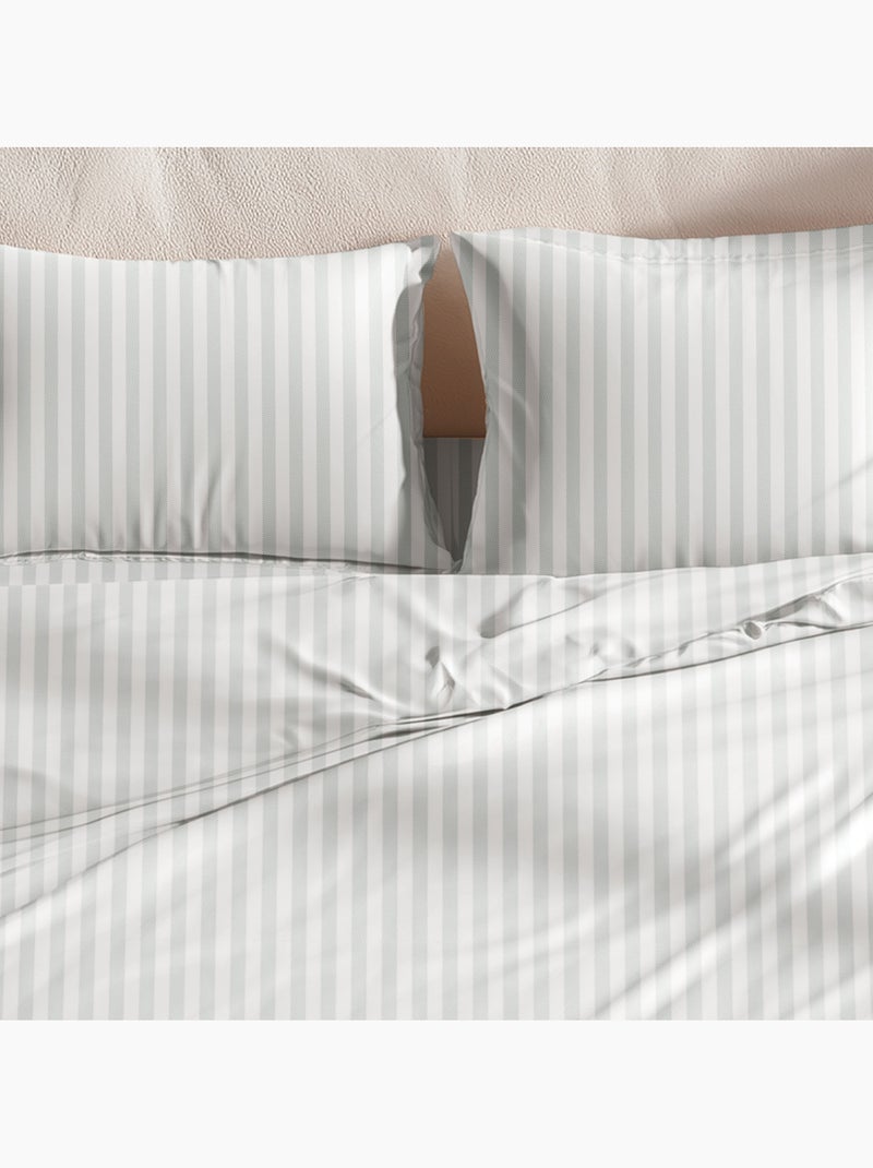 Completo letto a righe, 100% cotone. Verde acqua - Kiabi