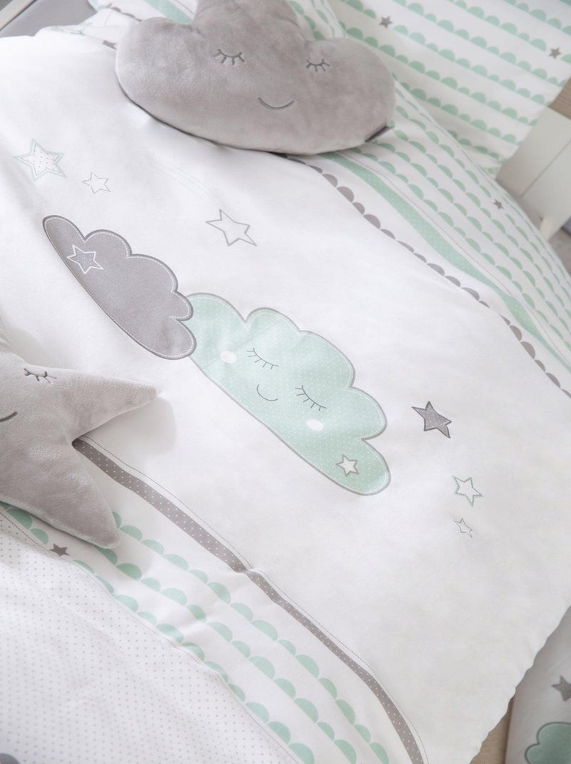 Completo letto bambini – copripiumino + federa in cotone "Roba Happy Cloud" Verde acqua - Kiabi