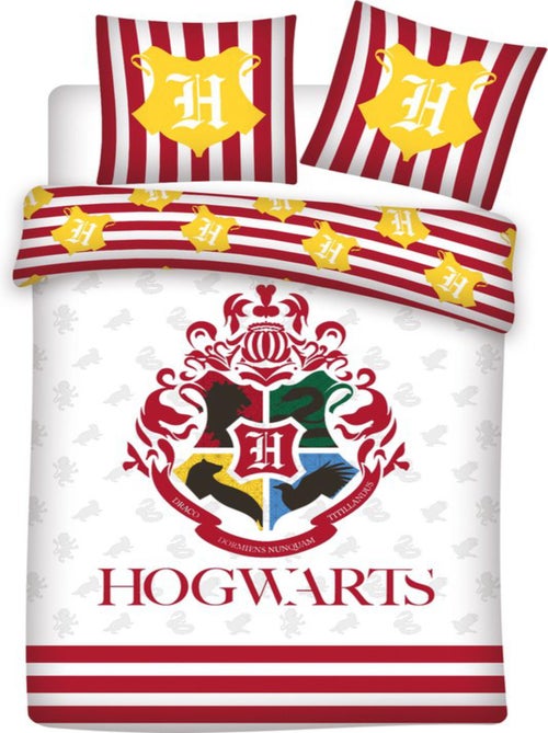 Completo Letto Bambino Cotone Reversibile Bianco Stemma di Hogwarts - Kiabi Completo Letto Bambino Cotone Reversibile Bianco Stemma di Hogwarts - Kiabi