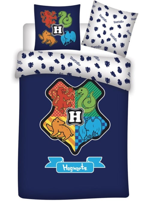 Completo Letto Bambino Cotone Reversibile Emblema Hogwarts - Kiabi Completo Letto Bambino Cotone Reversibile Emblema Hogwarts - Kiabi