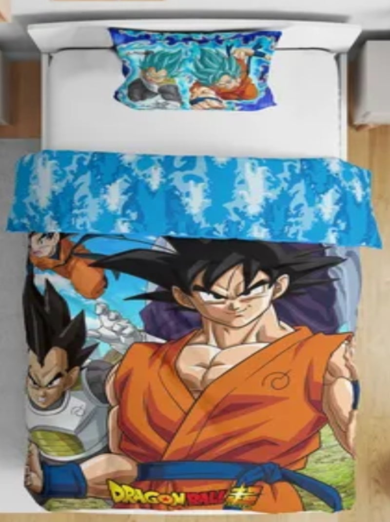 Completo Letto Bambino Dragon Ball, Microfibra Oeko-Tex, Reversibile, Letto Singolo, AVVENTURA Blu - Kiabi