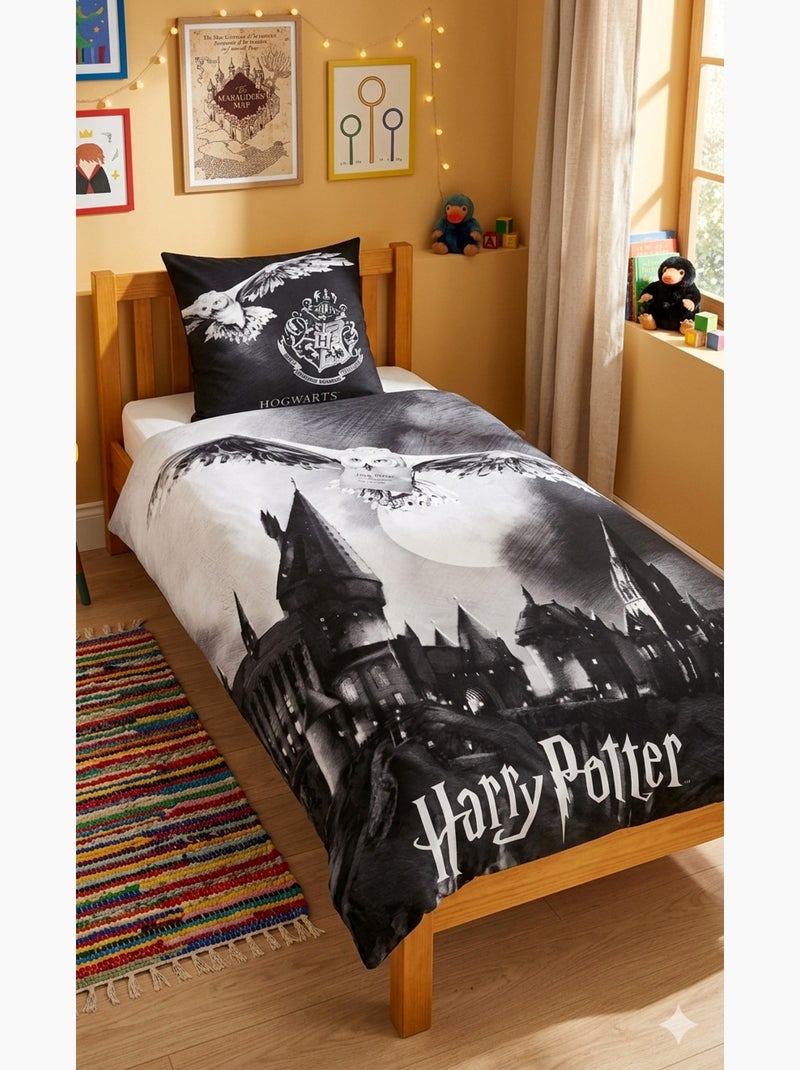 Completo letto bambino in cotone reversibile Edwige Nero - Kiabi