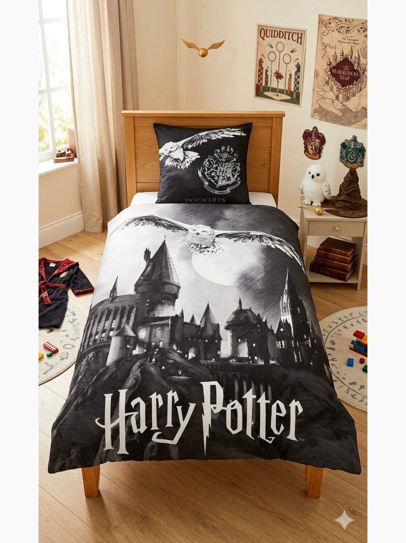 Completo letto bambino in cotone reversibile Edwige Nero - Kiabi