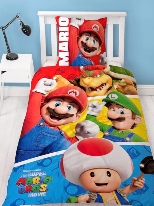 Completo Letto Bambino Mario, Microfibra Oeko-Tex, Reversibile, Letto Singolo, LUIGI e TOAD - Kiabi